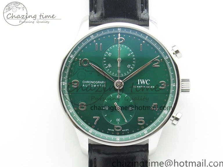 MIROTIME 0421 Elegant Portuguese IW371615 ZF 1:1 Best Edition SS Green Dial on Black Leather Strap A96355 V 7081